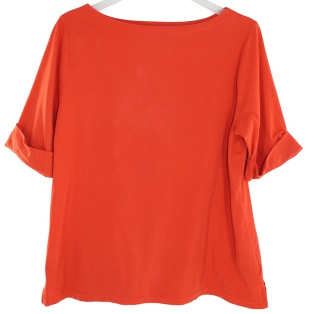 Lauren Ralph Lauren Boat Neck Cuffed Sleeve Top 2X Orange